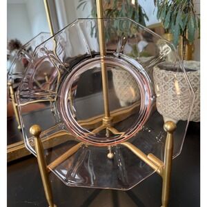 Pink Depression Glass Plates – Jeannette Octagon‎ Pattern 8.5" Set of 3 Vintage
